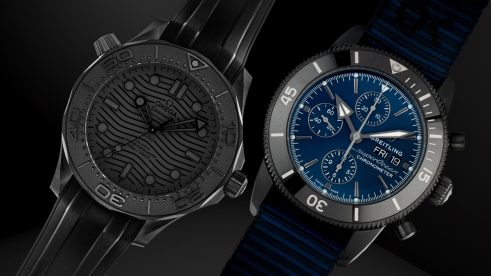 Schwarze Uhren von Breitling und Omega