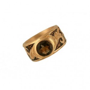 Drachenfels Ring "Amelie" mit Rauchquarz Roségold Neu