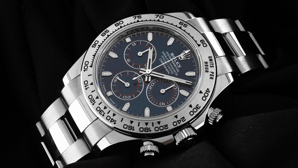 Rolex Daytona in Weißgold mit blauem Zifferblatt