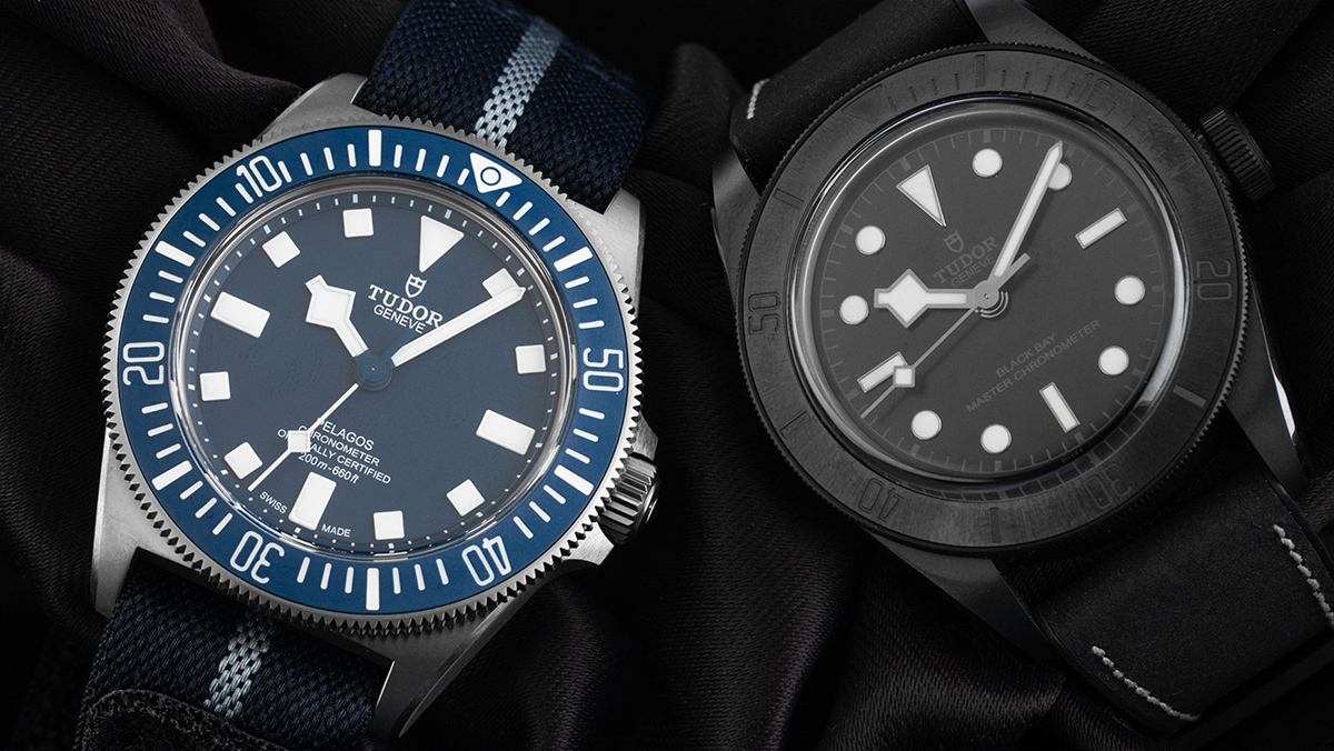Zwei Tudor Uhren nebeneinander: Tudor Black Bay & Tudor Pelagos