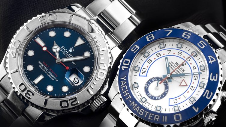 Rolex Yacht-Master I und II im Vergleich, beide mit blauem Akzenten am Zifferblatt