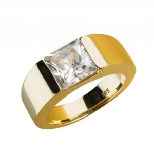 Designer Ring 14kt Gelbgold mit Bergkristall