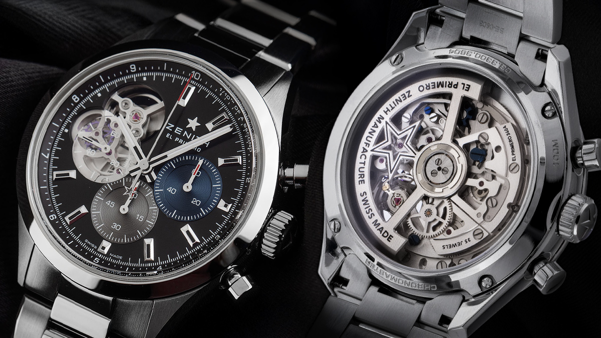 Zenith El Primero Open Heart mit Glasboden oben und unten
