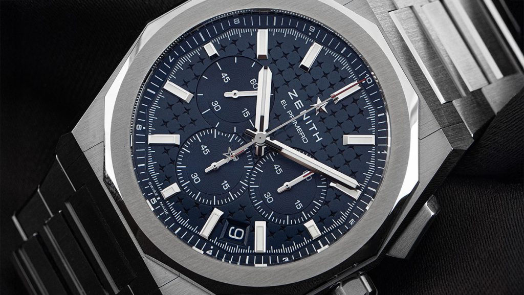Zenith Defy mit 12-eckigem Zifferblatt in blau-silber