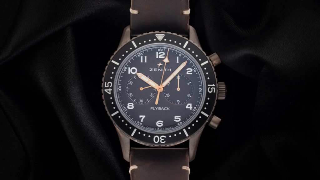Vintage-Ausführung einer Zenith El Primero mit braunem Lederband