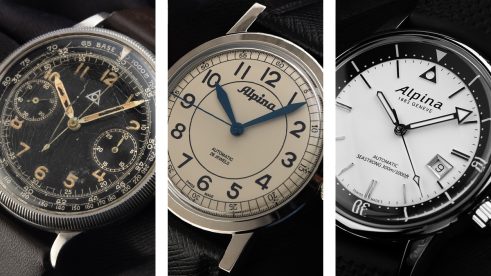 Drei Alpina Uhren nebeneinander, von Vintage bis Neuheit
