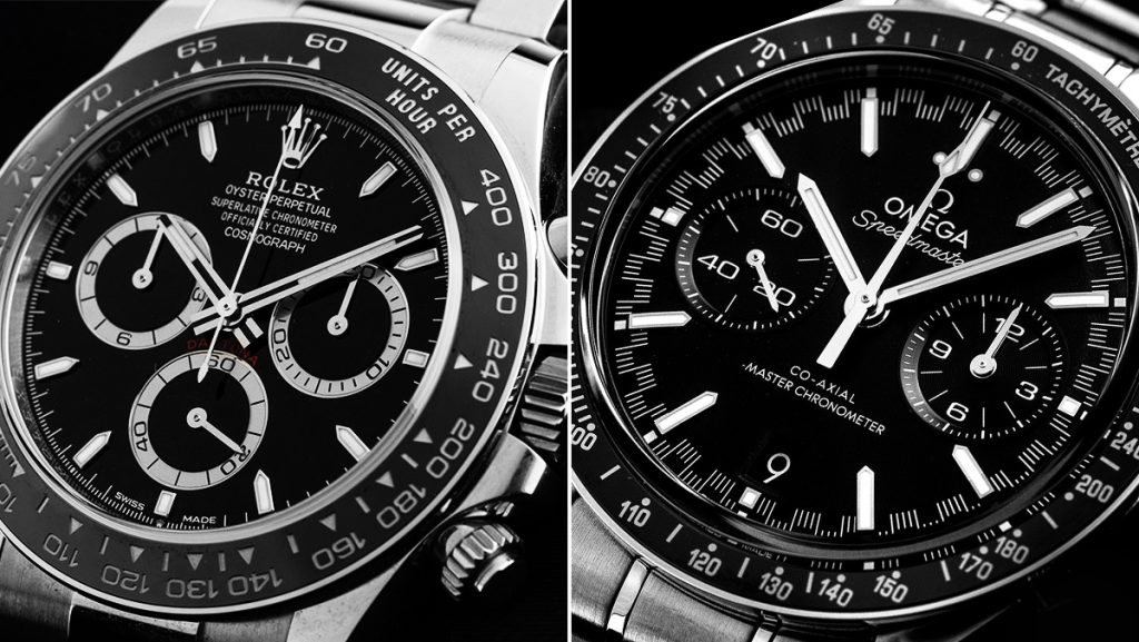 Rolex Daytona und Omega Speedmaster als Alternative daneben