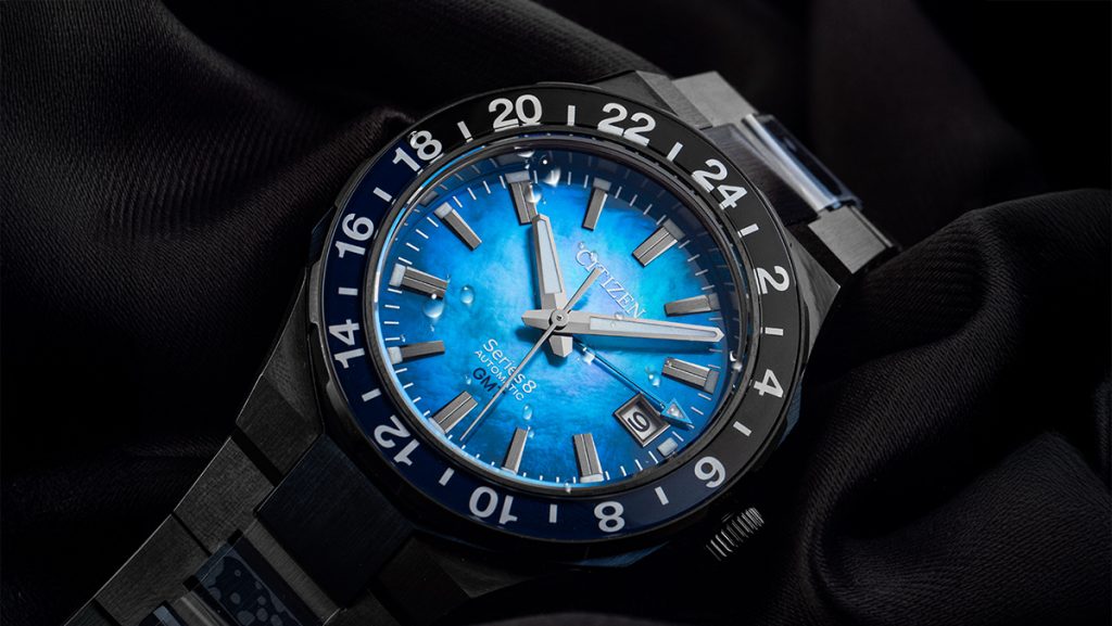 Schwarze Taucheruhr mit blauem Zifferblatt: The Citizen Series 8 GMT Perlmutt Limitiert