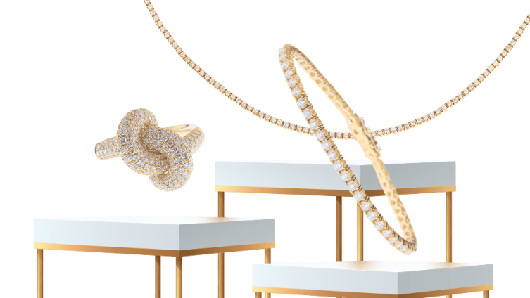 Variation von Goldschmuck mit Glitzersteinen