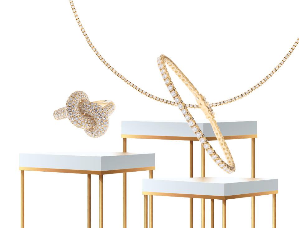 Variation von Goldschmuck mit Glitzersteinen