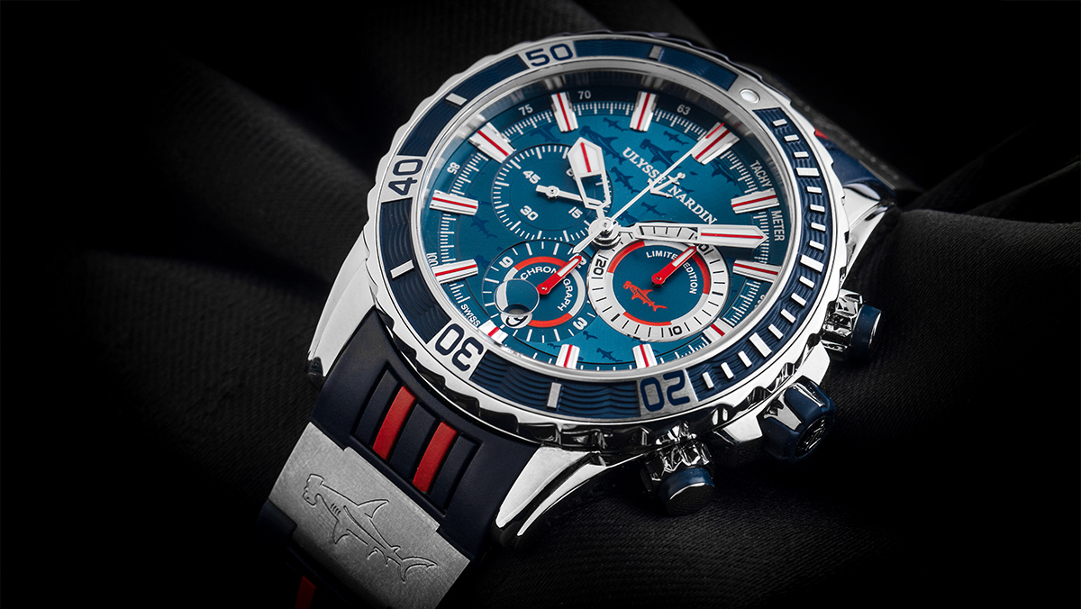 Sportlich-robuste Uhr von Ulysse mit Drehlünette und zweitem Zeiger