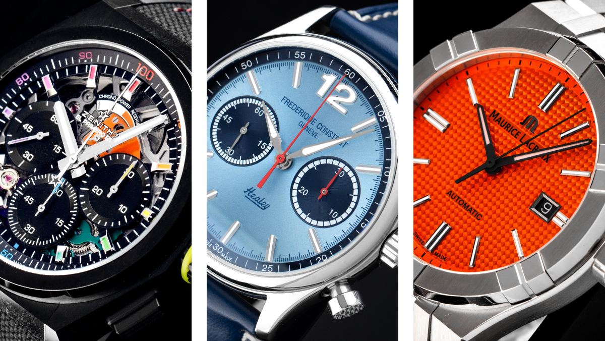 Drei einzigartige Uhren nebeneinander von Zenith, Frederique Constant und Maurice Lacroix