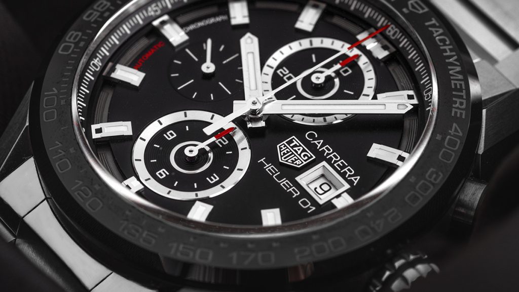 Detailansicht Zifferblatt der Tag Heuer Carrera Calibre