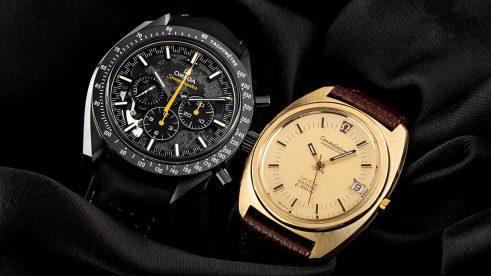 Vintage Uhr Omega Constellation und moderne Uhr Omega Seamaster nebeneinander