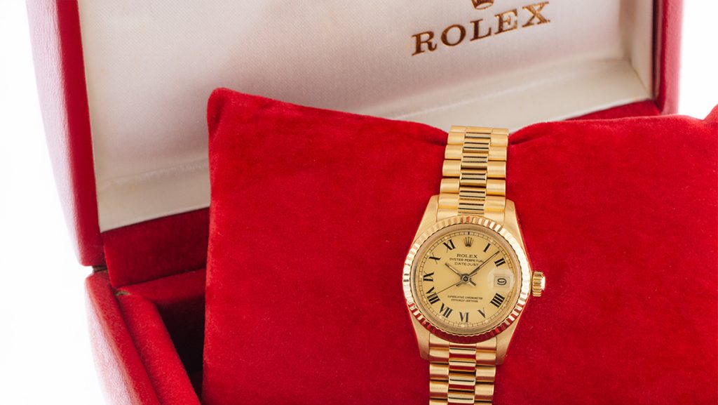 Goldene Rolex Datejust mit kleinem Zifferblatt
