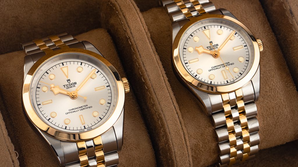 Kleinere und größere Tudor Black Bay als identische Partneruhr