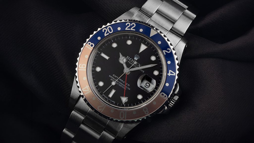 Rolex GMT-Master Pepsi mit blau-roter Lünette, aber verblasstem Rot