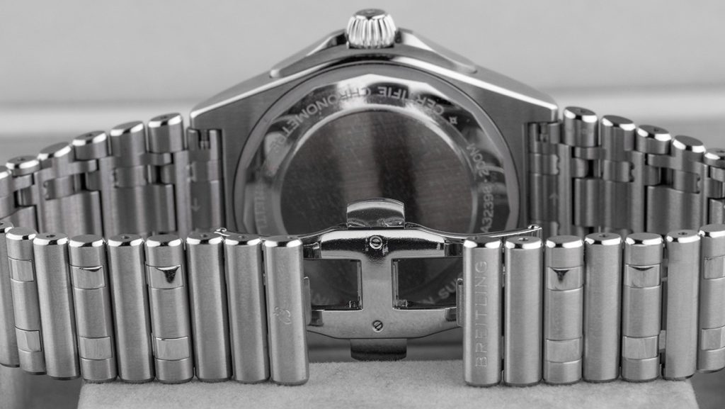 Roleaux-Armband der Breitling Chronomat mit Faltschließe