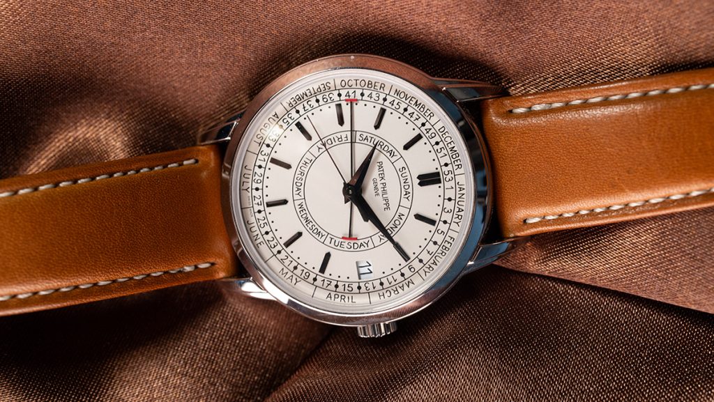 Edle Uhr von Patek Philipe mit Vollkalender und Lederband
