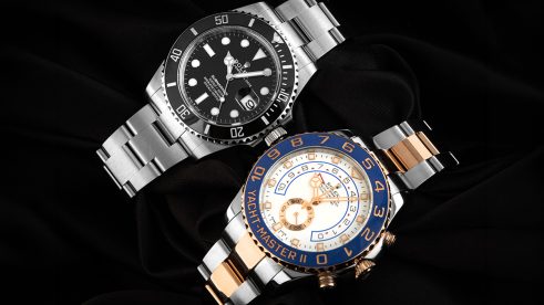 Klassische Rolex Submariner und komplizierte Yacht-Master nebeneinander