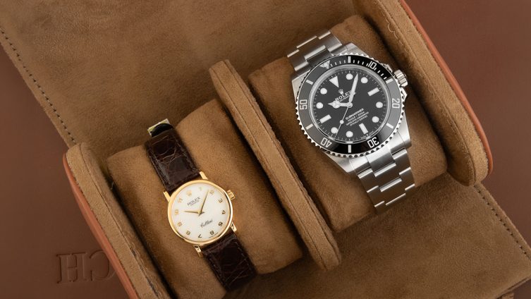 Vintage Dresswatch Rolex Cellini neben moderner Rolex Submariner