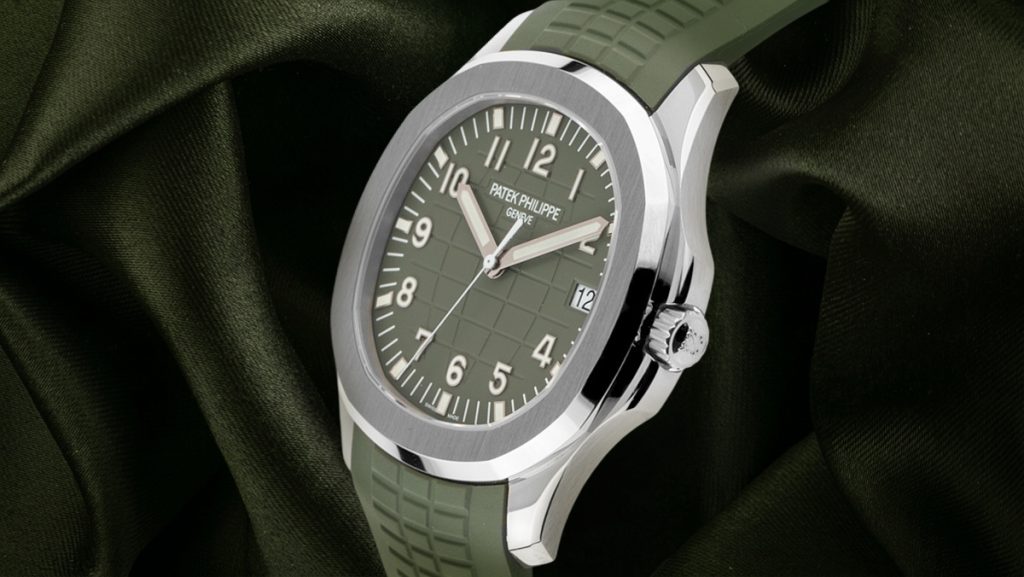 Olivgrüne Aquanaut von Patek Philippe mit Kautschukband