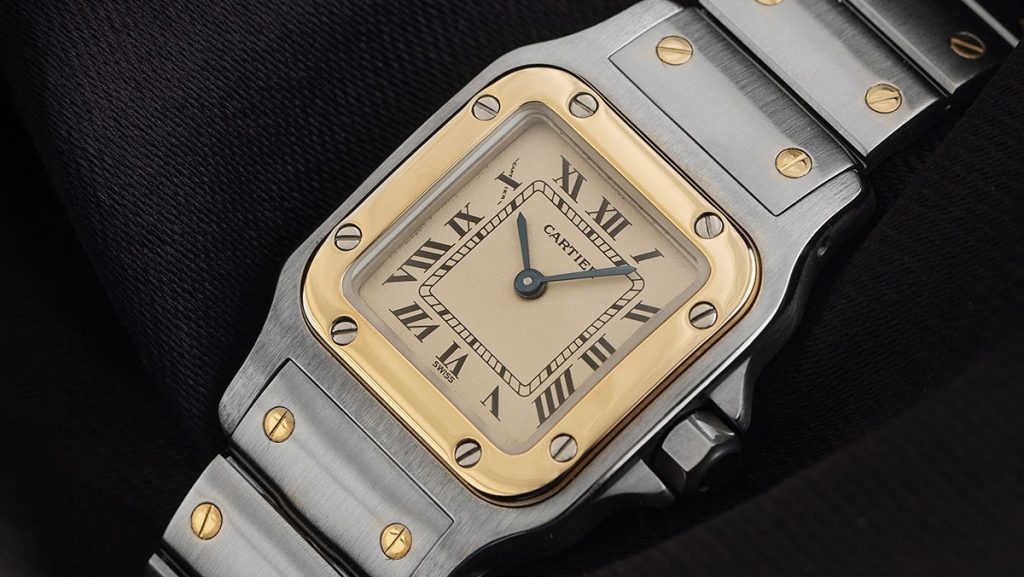 Klassische CArtier Santos in silber-gold