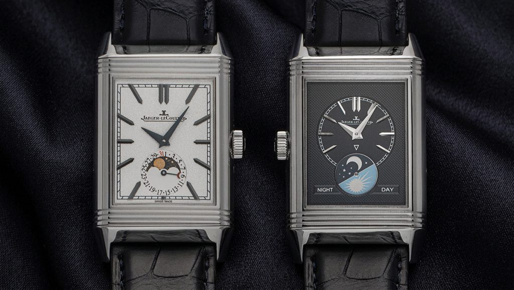 Beide Seiten der Jaeger-LeCoultre Reverso mit Vollkalender und Mondphase