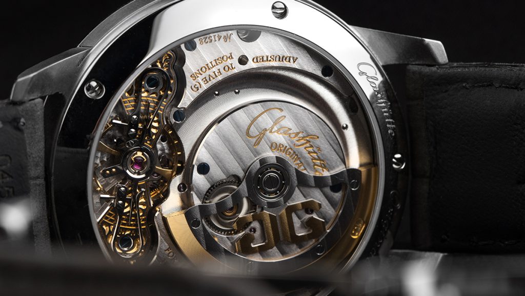 Gehäuseboden mit Skelettierung einer Glashütte Original
