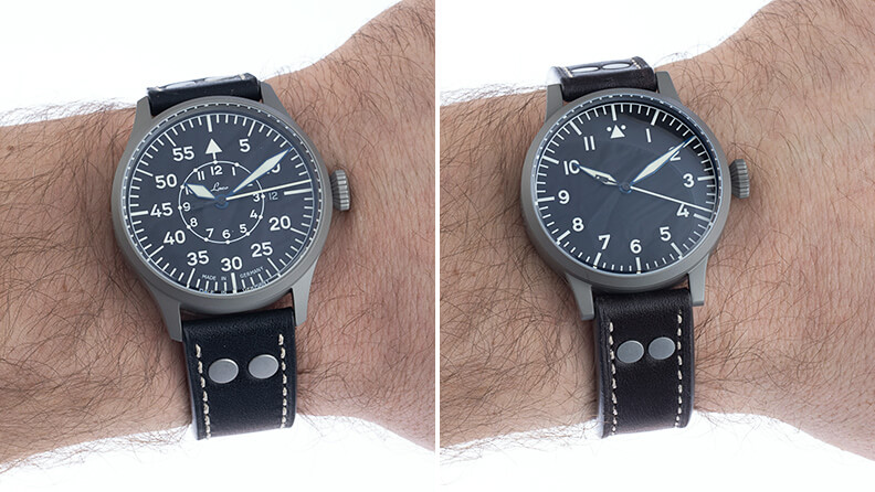 Im Vergleich: links Laco Fliegeruhr 43 mm, rechts Laco Fliegeruhr 39 mm 