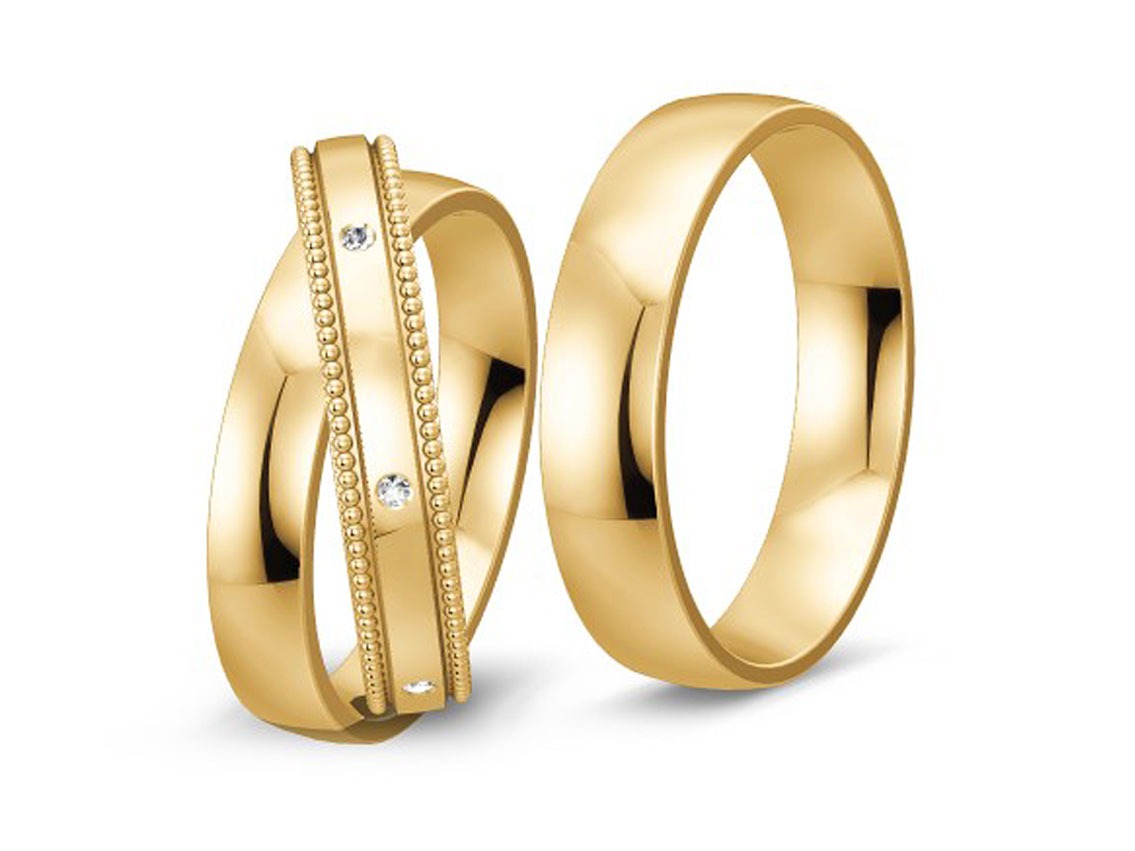 Saint Maurice Trauringe 14kt Gelbgold Diamanten 0,07ct