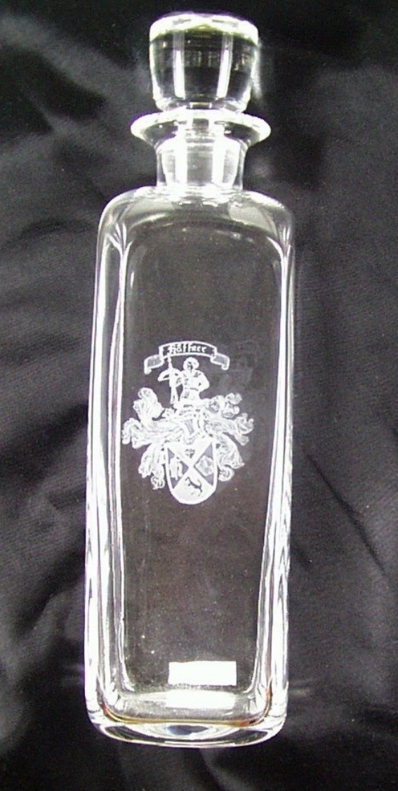 Kristallglas Karaffe "Familienwappen" Handarbeit