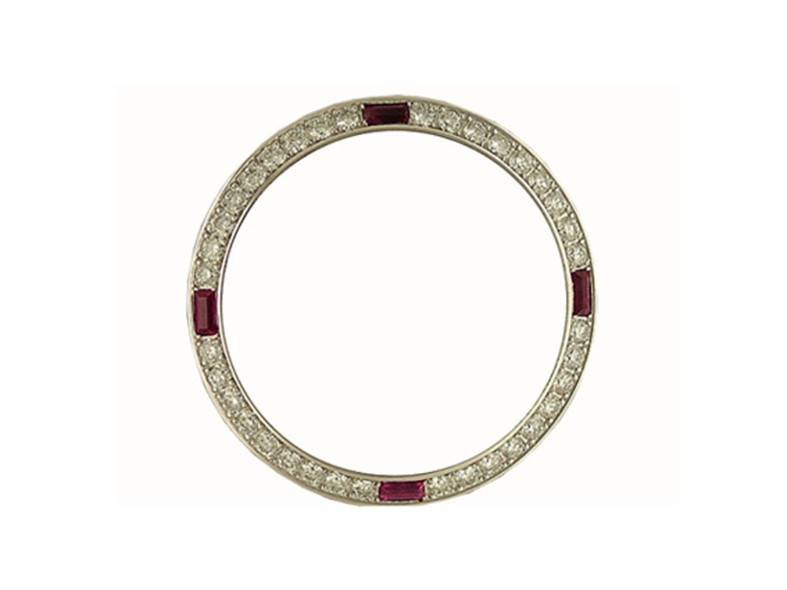 Zubehör - Lünette 36mm 18kt Weißgold Diamanten 1,80ct Rubin 0,60ct Neu