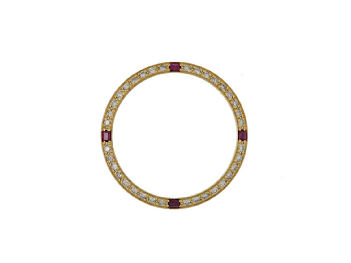 Zubehör - Lünette 18kt Gelbgold Diamanten Rubine 26mm- Neu