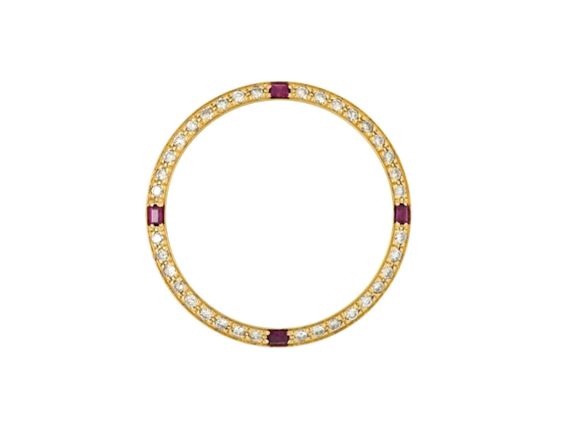 Zubehör - Lünette 18kt Gelbgold Diamanten Rubin 34mm Neu