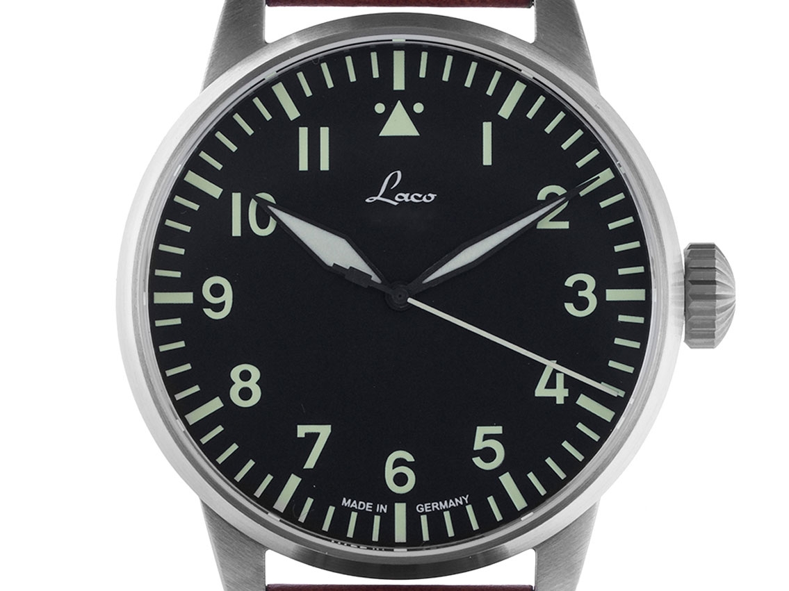 Laco Flieger Augsburg Stahl Automatik Armband Leder 42mm Ref.861688.2 Box&Pap. Full Set Neu
