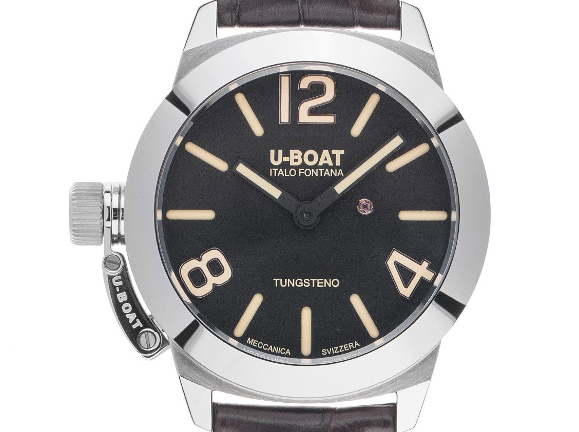 U-Boat Italo Fontana Classico Stratos 40BK Stahl Handaufzug Armband Leder 40mm Ref.9002 Box&Pap. Full Set Neu