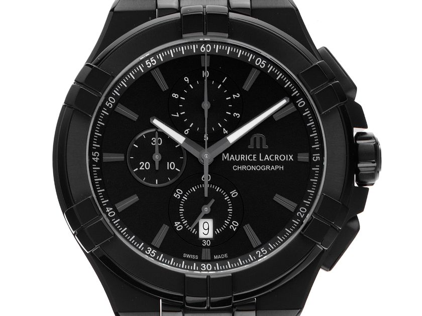 Maurice Lacroix Aikon Chronograph Stahl PVD Quarz Armband Kautschuk 44mm Ref.AI1018 Box&Pap. Full Set Neu