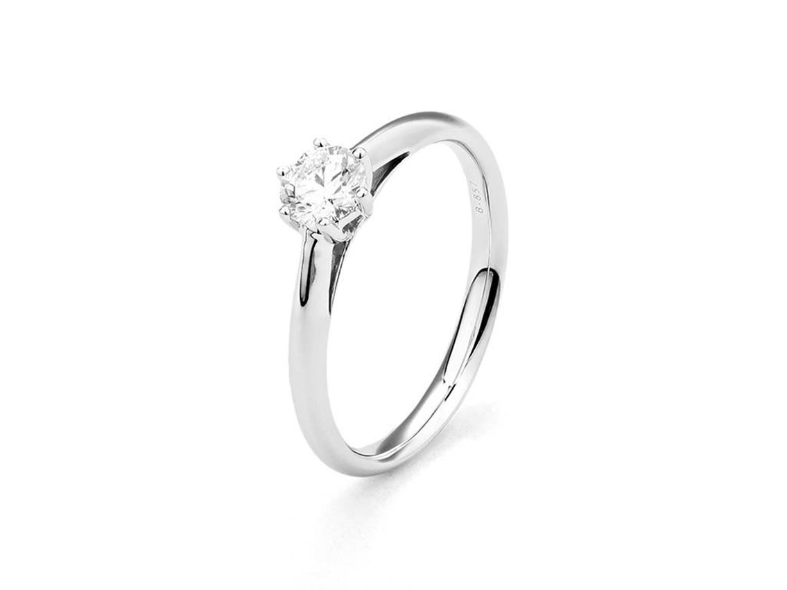 Ring Solitär 18kt Weißgold 3,8g Diamant 0,50ct Neu