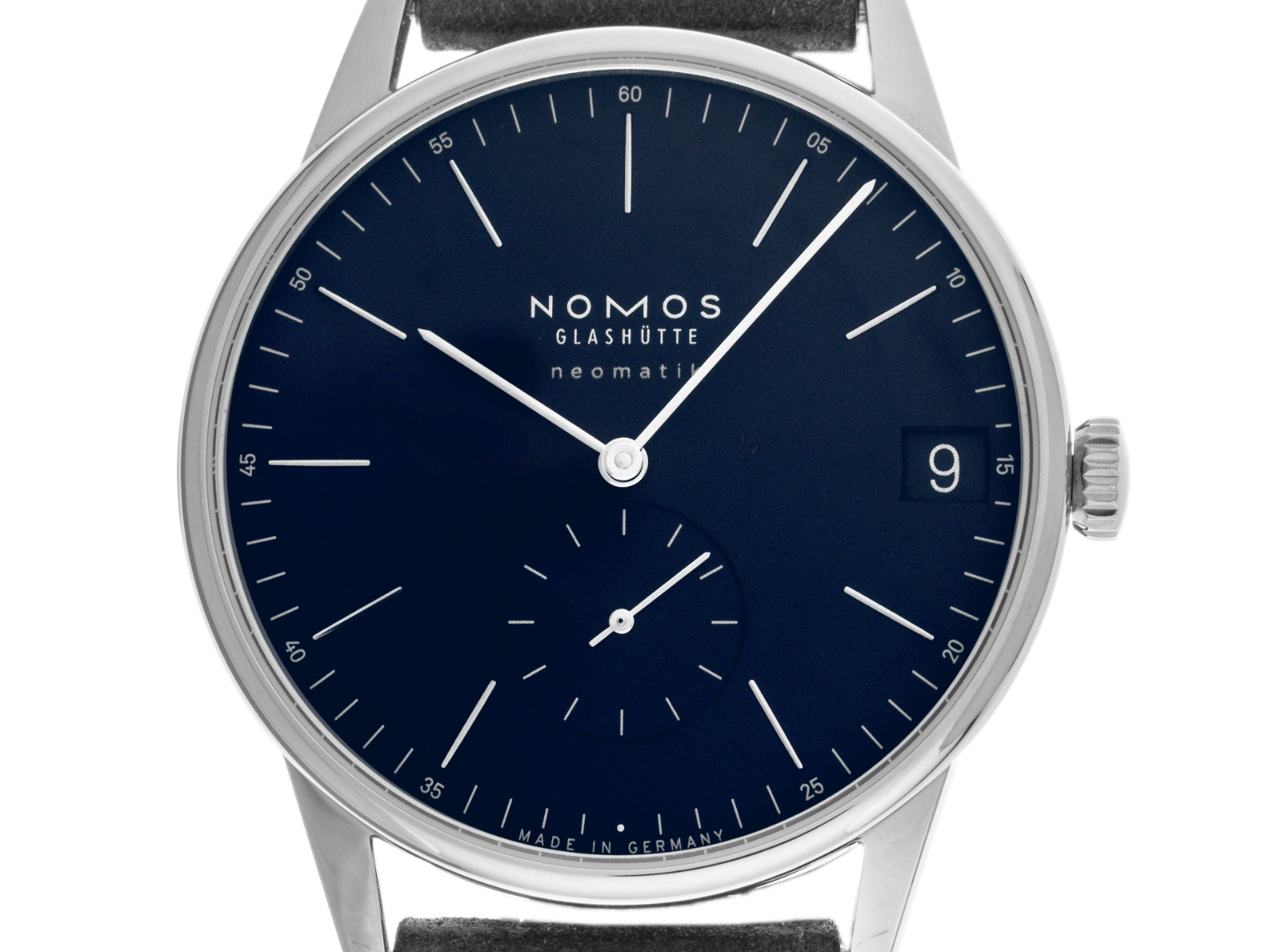 Nomos Glashütte Orion Neomatik Datum Nachtblau Ref.363 Full Set wie Neu