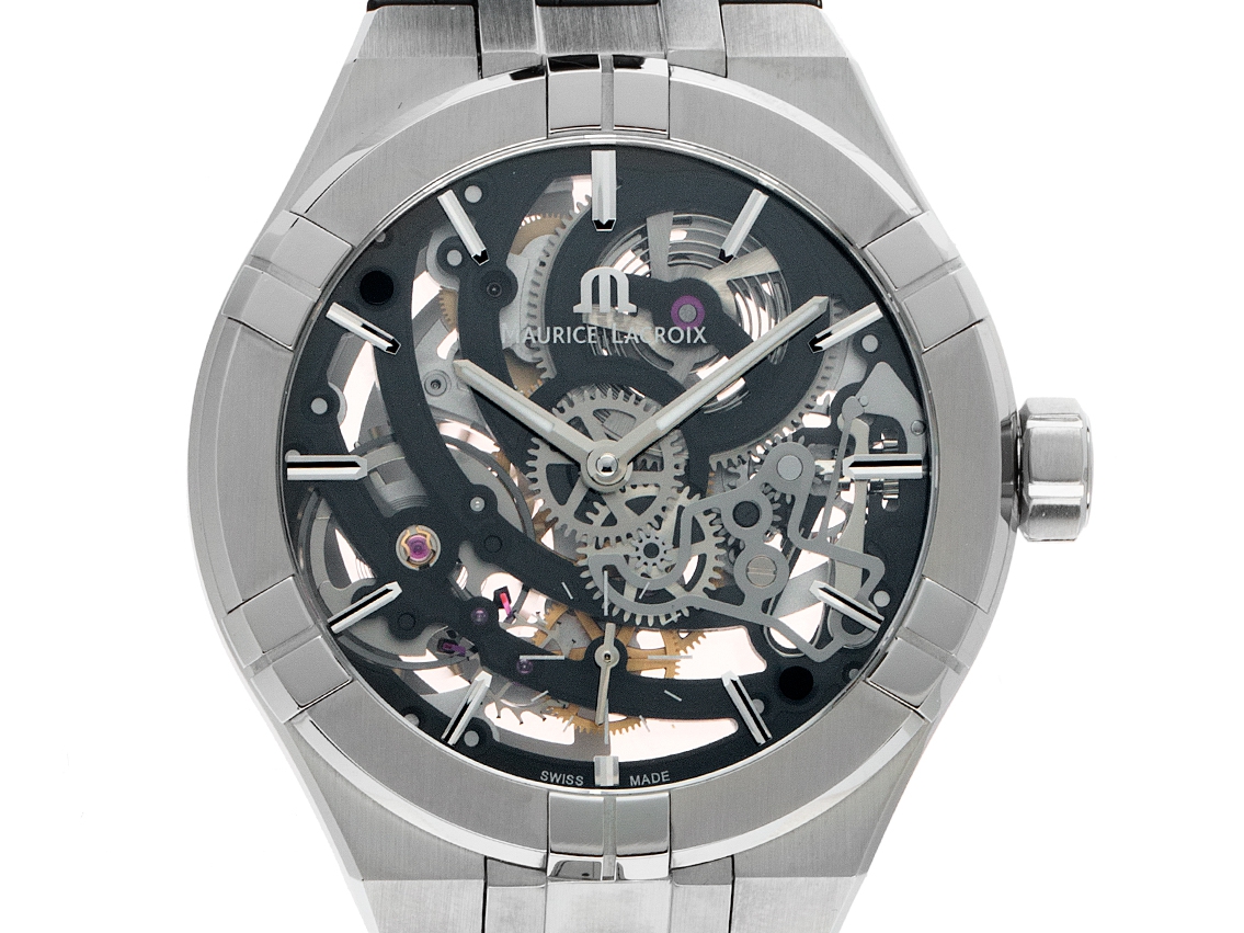 Maurice Lacroix Aikon Skeleton Stahl Automatik Armband Leder 45mm Ref.AI6028 Box&Pap. Full Set Neu