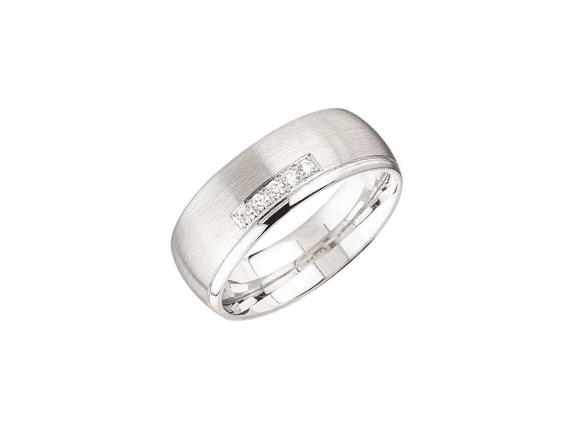 Ring Band 18kt Weißgold 9,0g massiv Diamanten 0,08ct