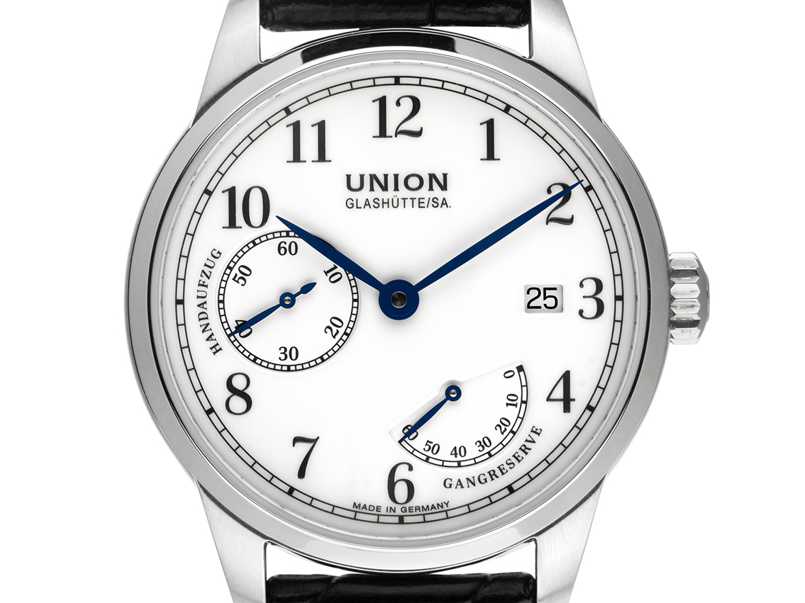 Union Glashütte 1893 Johannes Dürrrstein Edition Gangreserve Stahl Handaufzug Armband Leder Faltschließe 41mm Box&Pap. Full Set Ungetragen