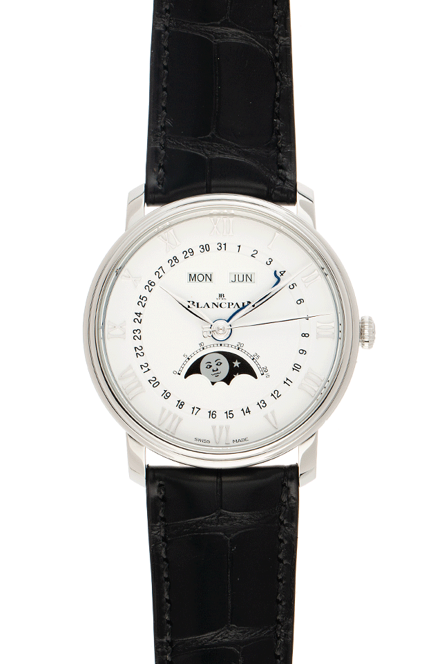 Blancpain Villeret Quantième Complet Edelstahl Armand Leder