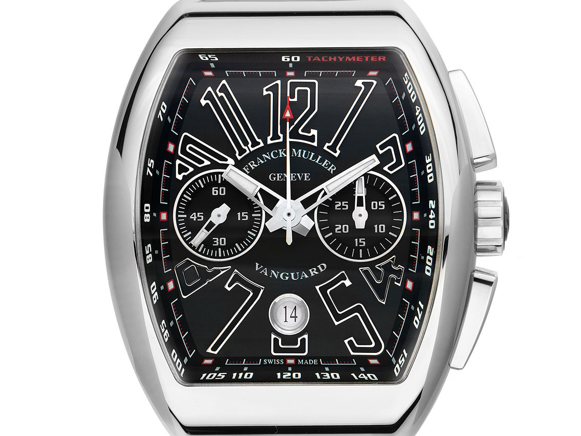 Franck Muller Vanguard Classical Stahl Automatik Chronograph Armband Leder Kautschuk Faltschließe 54x44mm Box&Pap. Full Set Neu