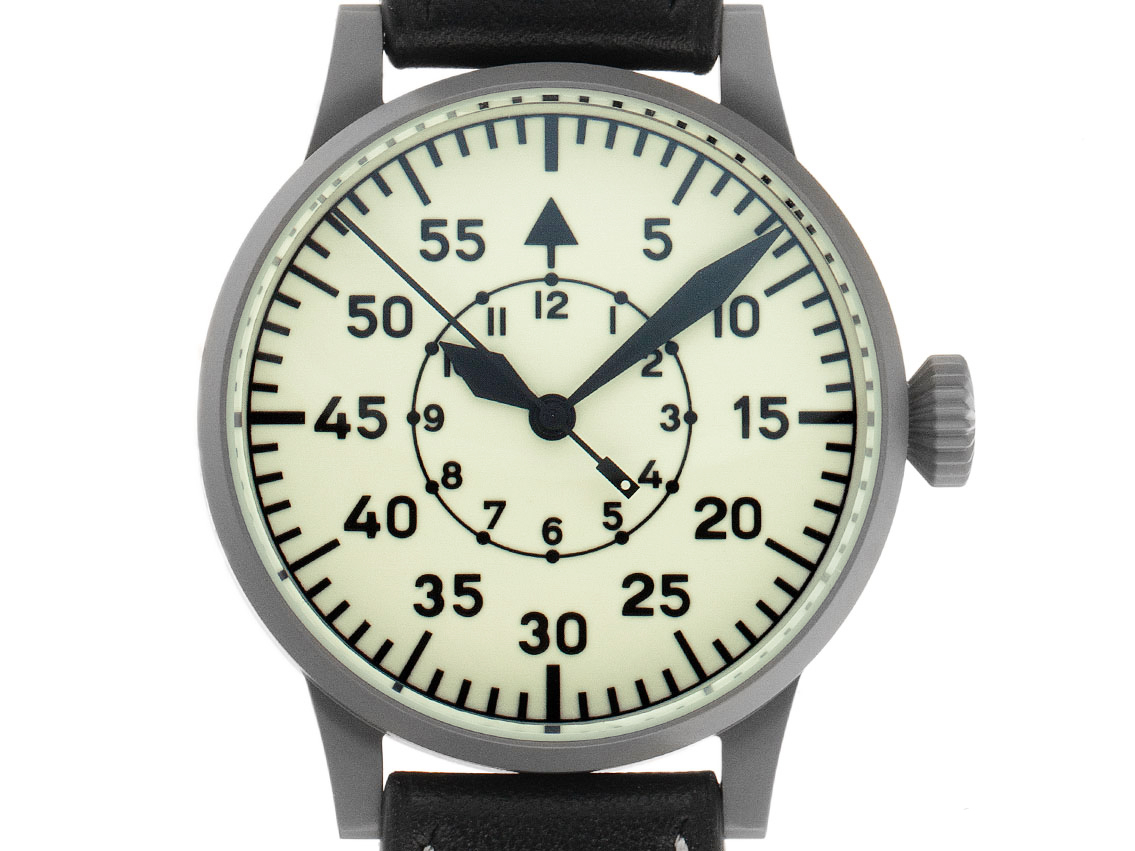 Laco Fliegeruhr Wien Stahl Automatik Armband Leder 42mm Ref.861893 Box&Pap. Full Set Neu
