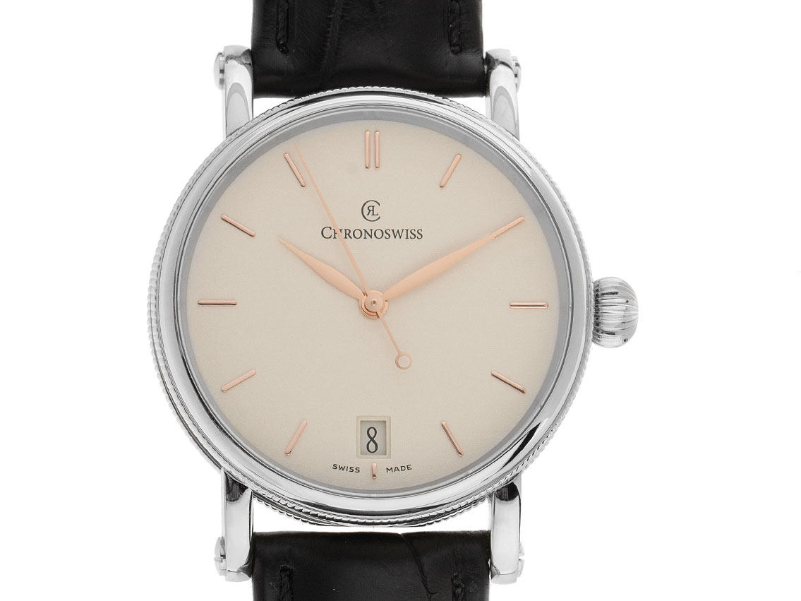 Chronoswiss Sirius Datum Stahl Automatik Armband Leder Medium Größe 34mm Ref.CH-2093 2020 Box&Pap. Full Set Ungetragen Vintage 