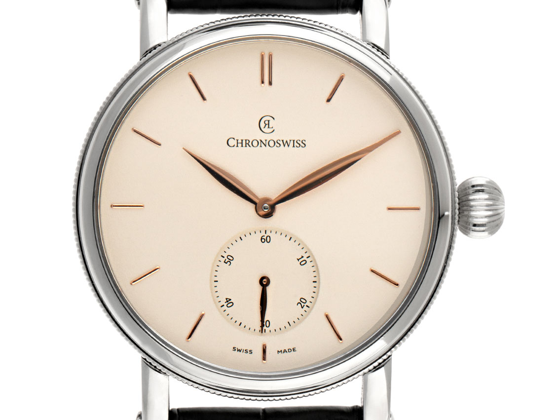 Chronoswiss Sirius small seconds Stahl Automatik Armband Leder 40mm Ref.CH-8023 Box&Pap. Full Set Ungetragen