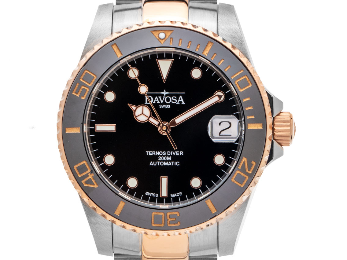 Davosa Ternos Medium Stahl PVD Rosé Keramik Automatik Armband Stahl PVD Rosé 37mm Box&Pap. Full Set Neu