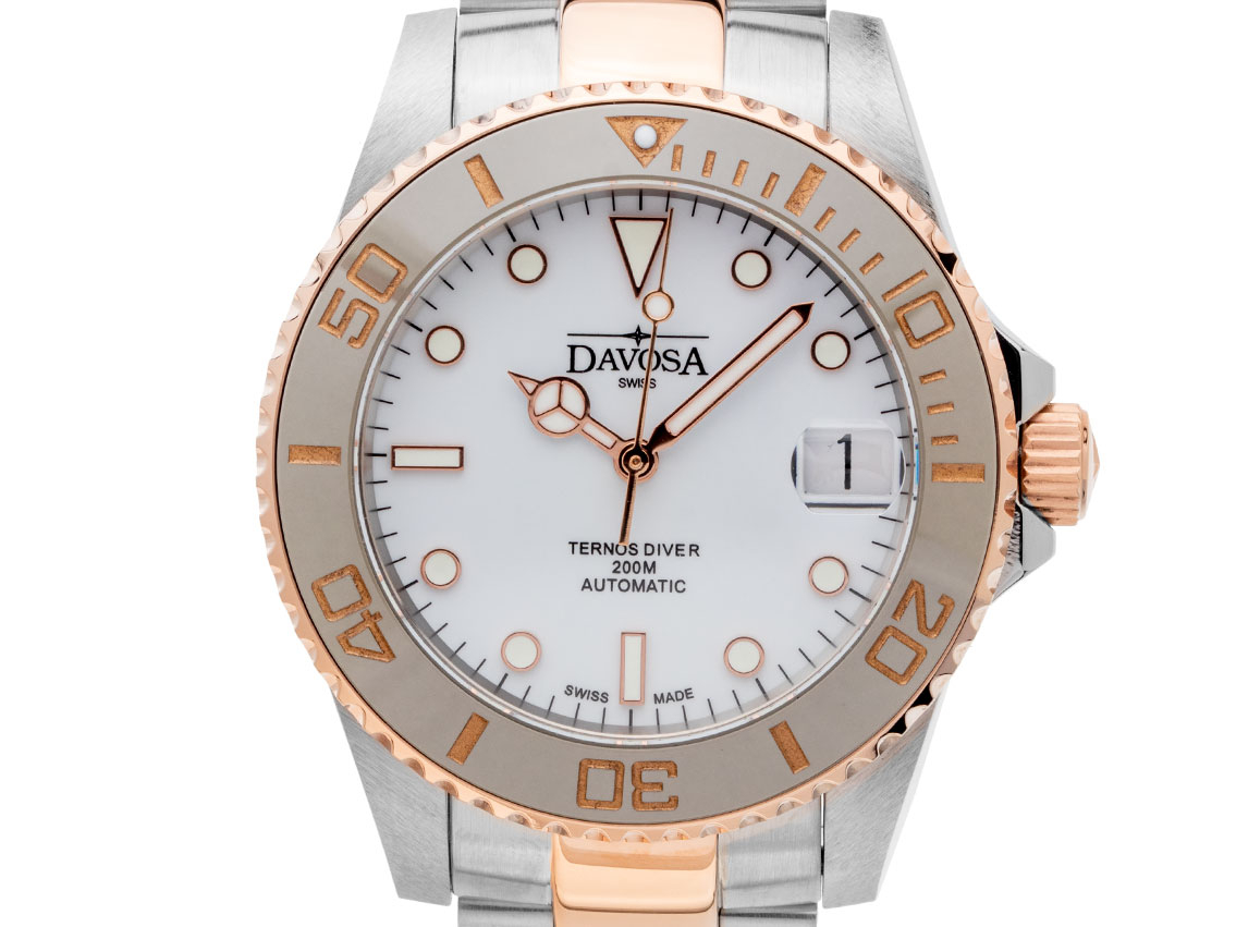 Davosa Ternos Medium Stahl PVD Rosé Keramik Automatik Armband Stahl PVD Rosé 37mm Box&Pap. Full Set Neu